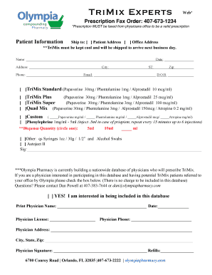 TriMix Prescription Order Form