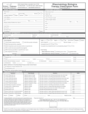 Rheumatology Biologics Therapy Prescription Form