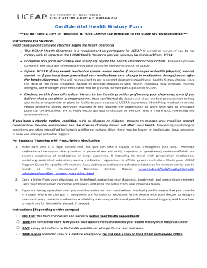 UCEAP Confidential Health History Form