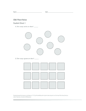 CBA Place Value Student Worksheets