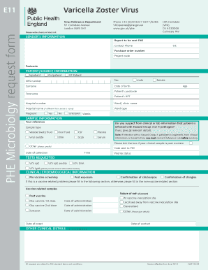 Varicella Zoster Virus Test Request Form