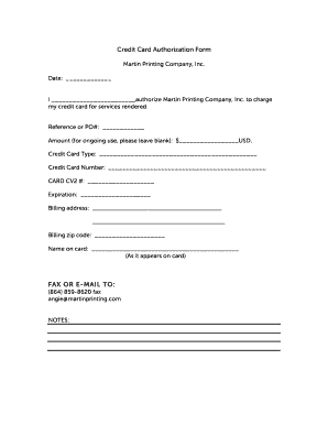 Credit Card Authorization Form