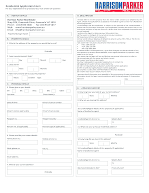 Residential Tenancy Application Form