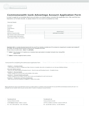 Commonwealth Bank Advantage Account Application Form