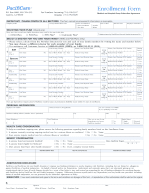 PacifiCare Medical and Hospital Group Subscriber Agreement