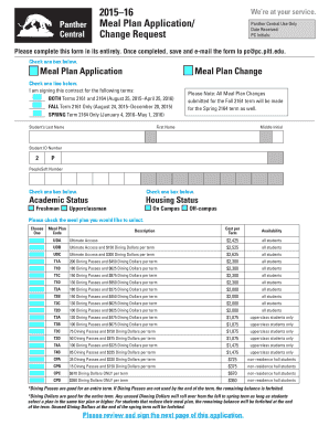 Panther Meal Plan Application