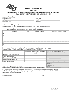 Household Expense Form