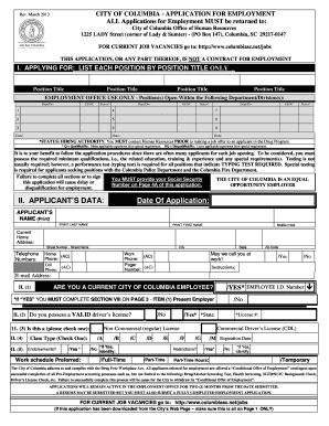 City of Columbia Employment Application