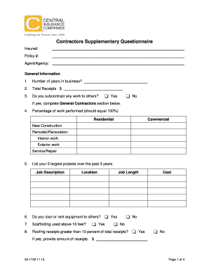 Contractors Supplementary Questionnaire