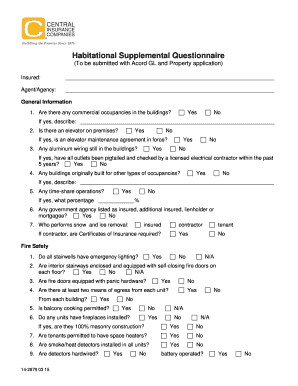 Habitational Supplemental Questionnaire