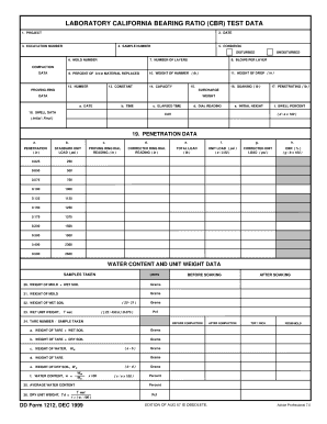 California Bearing Ratio (CBR) Test Form