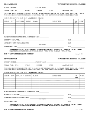 University of Missouri Drop Add Form