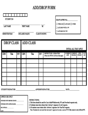 Student Add/Drop Form