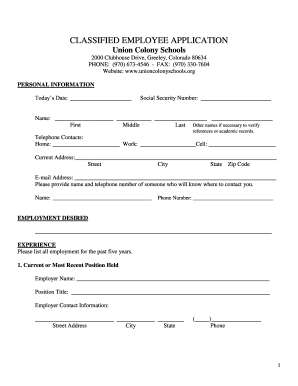 Classified Employee Application