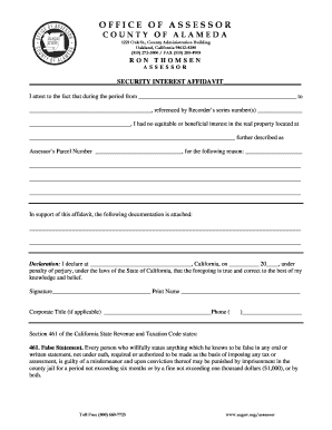 Security Interest Affidavit