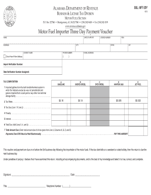 Alabama Motor Fuel Importer Three Day Payment Voucher