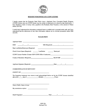 Request for Duplicate CCDW License