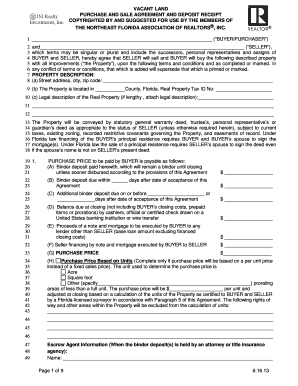 VACANT LAND PURCHASE AND SALE AGREEMENT AND