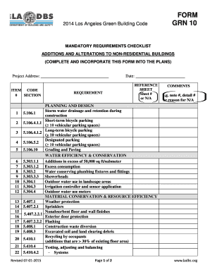 2014 Los Angeles Green Building Code Checklist