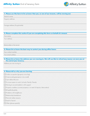 Affinity Sutton End of Tenancy Form