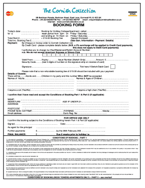 UK Holiday Cottage Booking Form