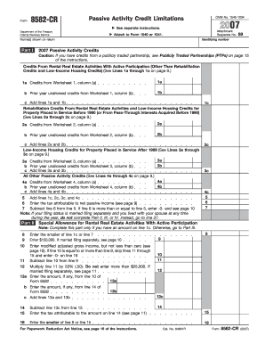 IRS Form 8582-CR Passive Activity Credit Limitations