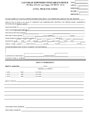 Las Vegas Civil Process Form