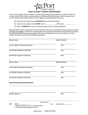 Cross Account Transfer Authorization