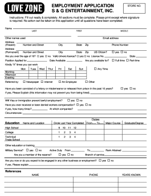 Employment Application Form