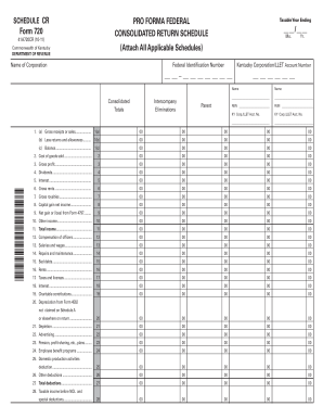 Kentucky Form 720 Consolidated Return Schedule
