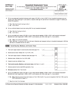 Schedule H Household Employment Taxes Form 1040