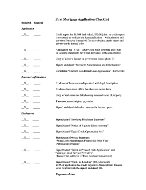 First Mortgage Application Checklist