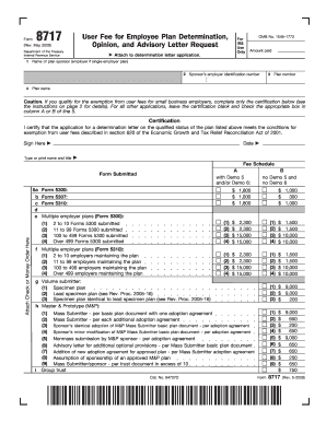 Form 8717 User Fee for Employee Plan Determination