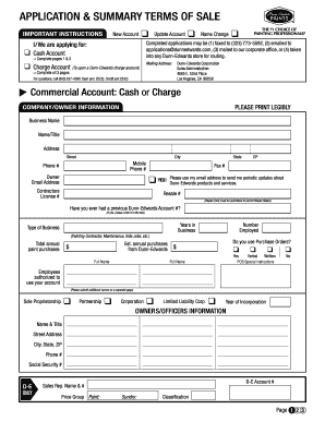 Dunn-Edwards Commercial Account Application