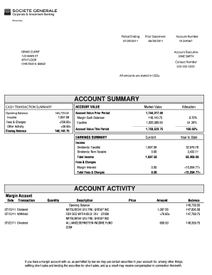Fillable Online Account summary account activity - Newedge Fax Email ...