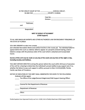 Writ of Bodily Attachment (Child Support)