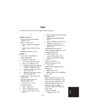 Fillable Online All references in this Index are to the Ontario Family ...
