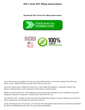 2011 Form 941 Filing Instructions