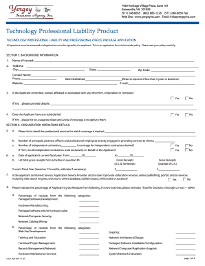 Technology Professional Liability Application