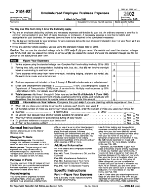 Form 2106-EZ Unreimbursed Employee Business Expenses