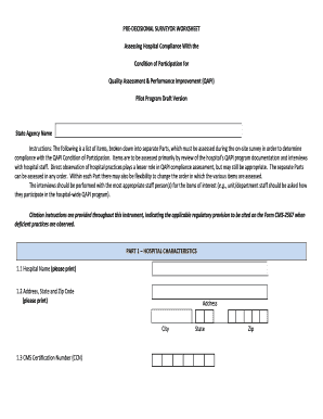 Hospital QAPI Compliance Survey Worksheet