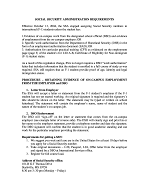 SOCIAL SECURITY ADMINISTRATION REQUIREMENTSdoc - international msstate