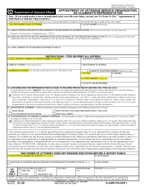 Appointment of Veterans Service Organization as Claimant's Representative