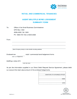 Retail and Commercial Tenancies Bond Lodgement Form