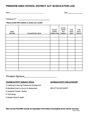 Pennsylvania Act 48 Education Log