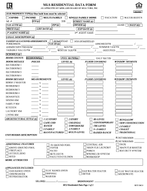 MLS Residential Data Form