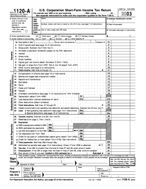 US Corporation Short-Form Income Tax Return