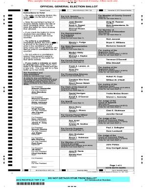 Summit County Ohio General Election Ballot