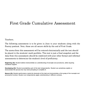 First Grade Cumulative Assessment