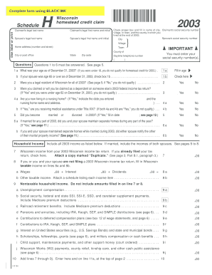 Wisconsin Homestead Credit Claim Form